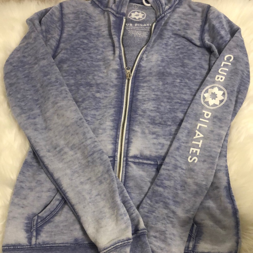 Club Pilates Burnt Out Blue Zip-Up Hoodie (Small)